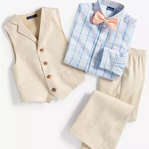 Nautica Little Boys 3-Pc. Textured Linen Look Vest Set, dress shirt pants